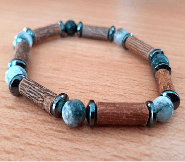 Bracelet noisetier et agate arbre