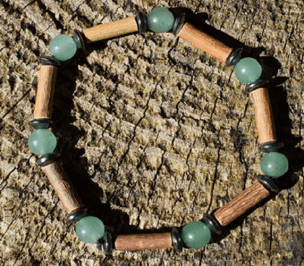 Bracelet noisetier et aventurine verte - Lithothérapie problèmes de peau et douleurs