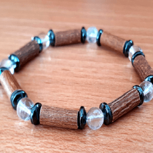 Bracelet noisetier et cristal de roche - Lithothérapie Avellana Bijoux Nature