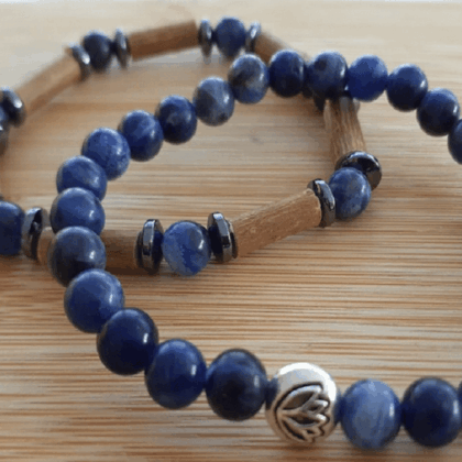 Ensemble de bracelet sodalite et noisetier sodalite - Lithothérapie pierres hypersensibilité, stress sommeil Avellana Bijoux Nature