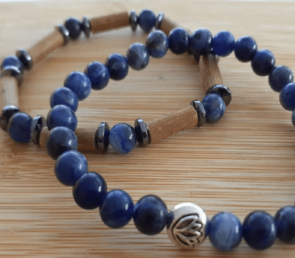 Ensemble de bracelet sodalite et noisetier sodalite - Lithothérapie pierres hypersensibilité, stress sommeil Avellana Bijoux Nature