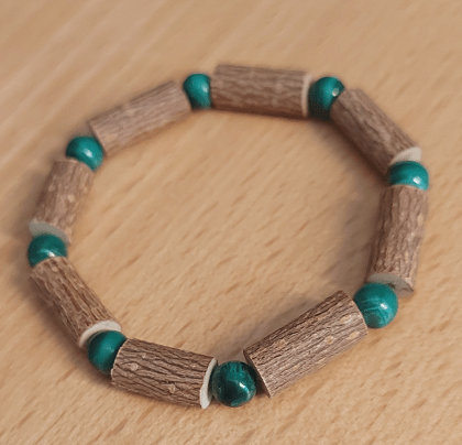 Bracelet noisetier et malachite gestion de la douleur - Avellana Bijoux Nature